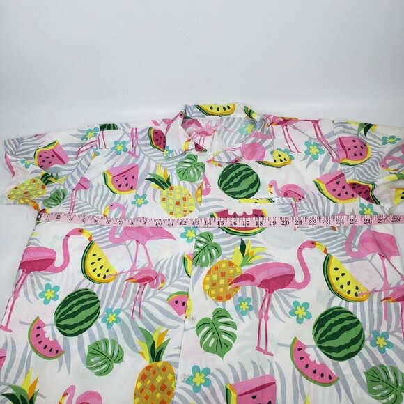 King Kameha Poly Pink Flamingo Watermelon Hawaiian Shirt XXL - Picture 9 of 12